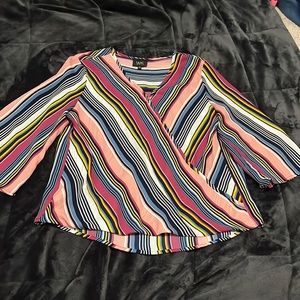 Striped bell sleeve top